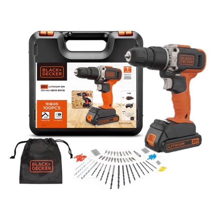 Bộ Máy Khoan Pin 20V Black&Decker EBCD704K-KR (100 Phụ Kiện)